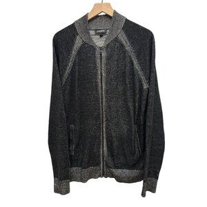 Express Mens Zip Sweater Cardigan Black Modern Sz Large‎ NEW